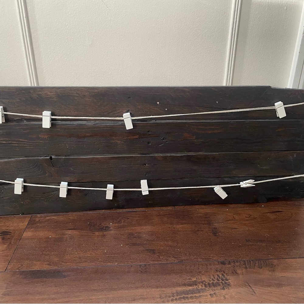 Rustic Handmade Wooden Photo Display with Clips 36"